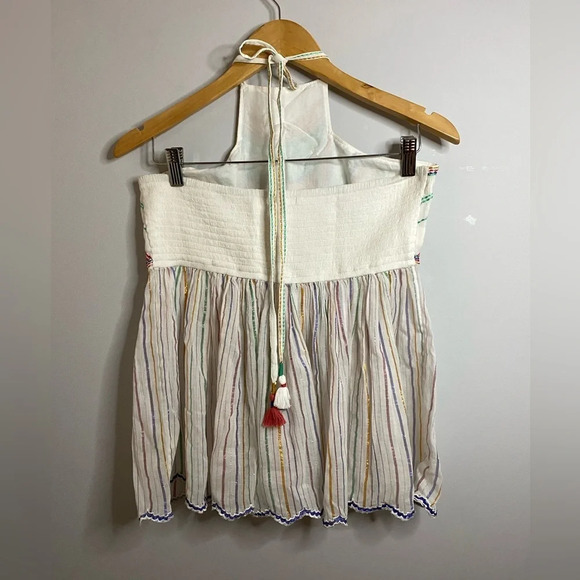 Anthropologie Floreat - Boho white halter top with multicoloured stitching - US4 - Picture 3 of 9